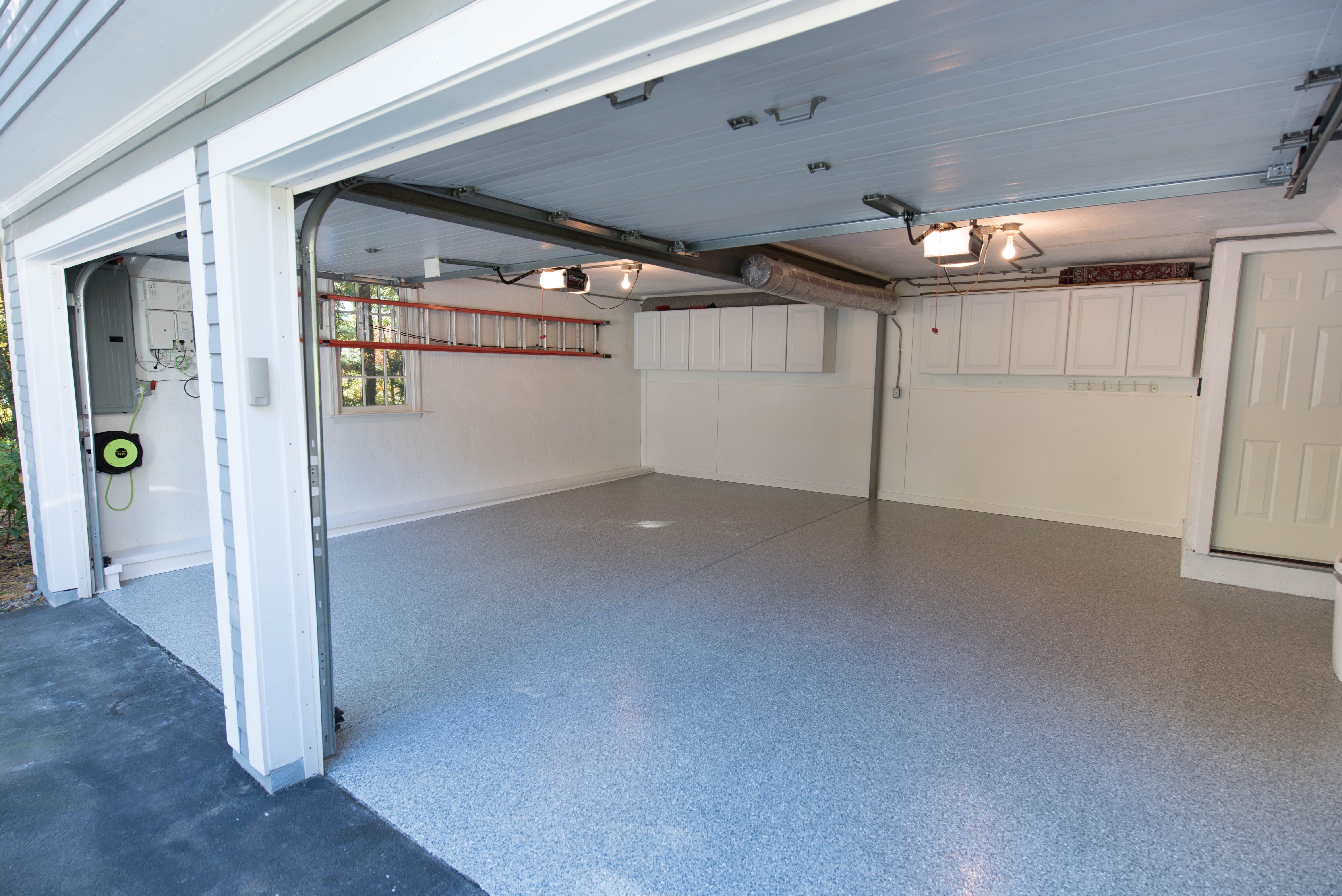 Garage floor with epoxy coating